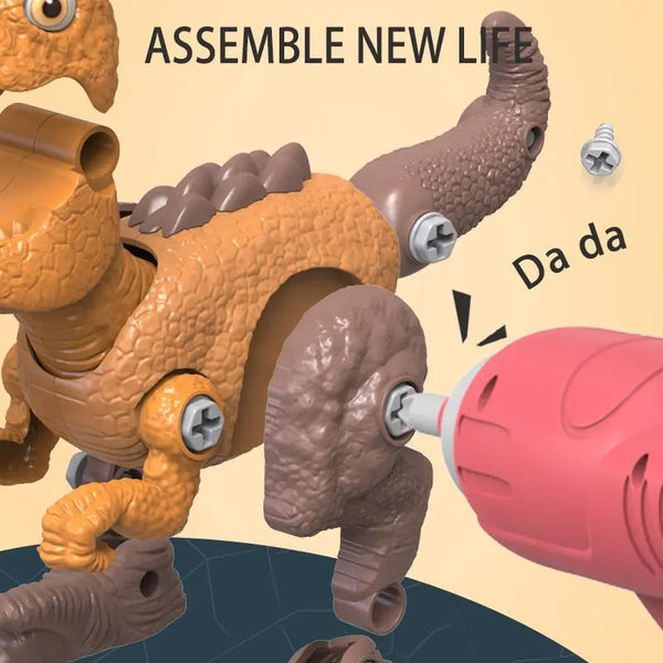 Disassemble Blocks Jurassic Dinosaurs Building Blocks Toys Battery Drill Tyrannosaurus Rex Wyvern Velociraptor Stegosaurus 5 Deals499