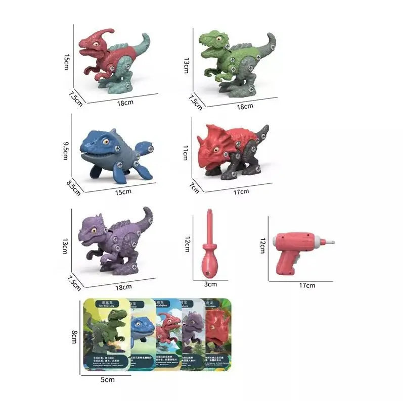 Disassemble Blocks Jurassic Dinosaurs Building Blocks Toys Battery Drill Tyrannosaurus Rex Wyvern Velociraptor Stegosaurus 7 Deals499