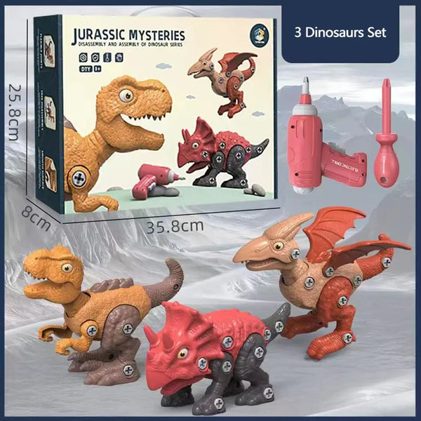 Disassemble Blocks Jurassic Dinosaurs Building Blocks Toys Battery Drill Tyrannosaurus Rex Wyvern Velociraptor Stegosaurus 7 Deals499