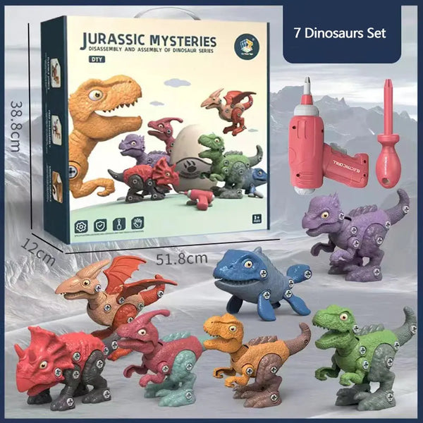Disassemble Blocks Jurassic Dinosaurs Building Blocks Toys Battery Drill Tyrannosaurus Rex Wyvern Velociraptor Stegosaurus 7 Deals499