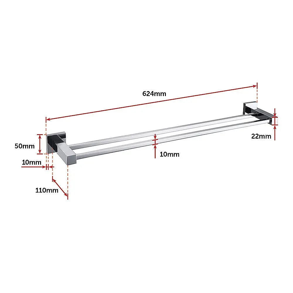 Double Classic Chrome Towel Bar Rail Bathroom Deals499