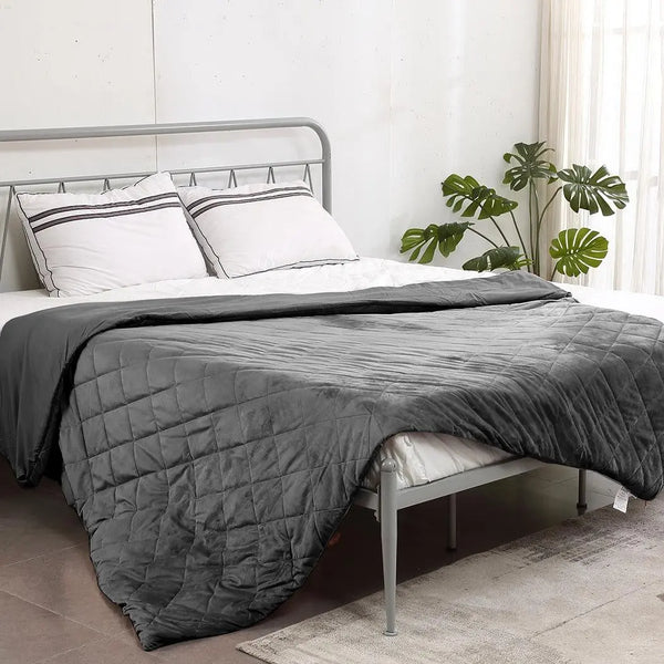 DreamZ 198x122cm Anti Anxiety Weighted Blanket Cover Polyester Cover Only Grey DreamZ