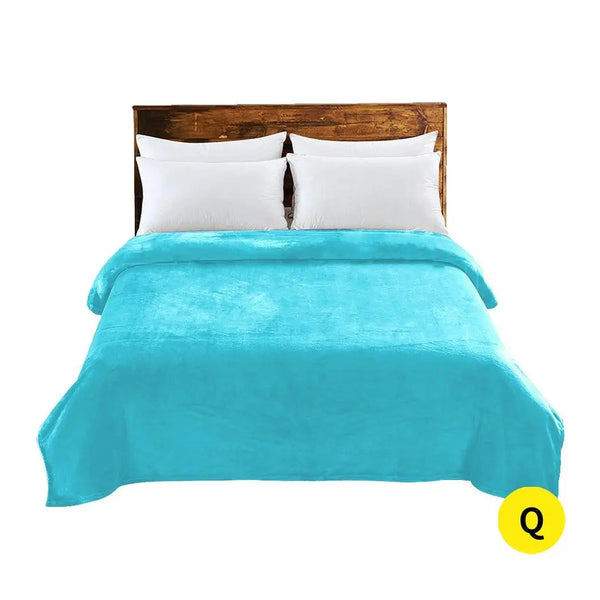 DreamZ 320GSM 220x240cm Ultra Soft Mink Blanket Warm Throw in Teal Colour Deals499