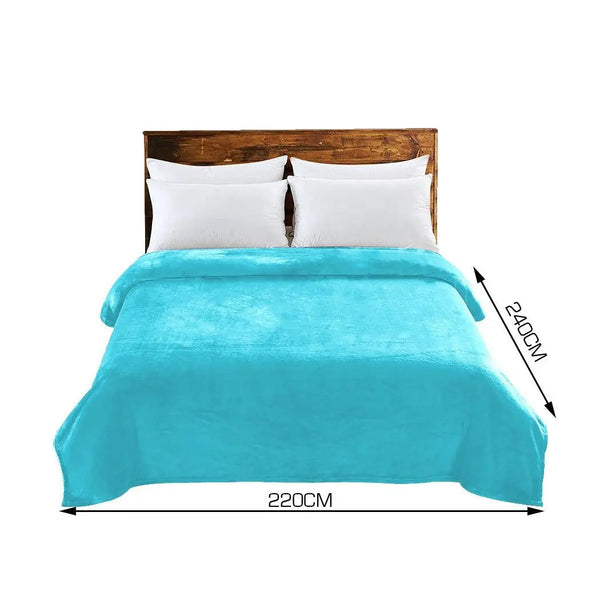 DreamZ 320GSM 220x240cm Ultra Soft Mink Blanket Warm Throw in Teal Colour Deals499
