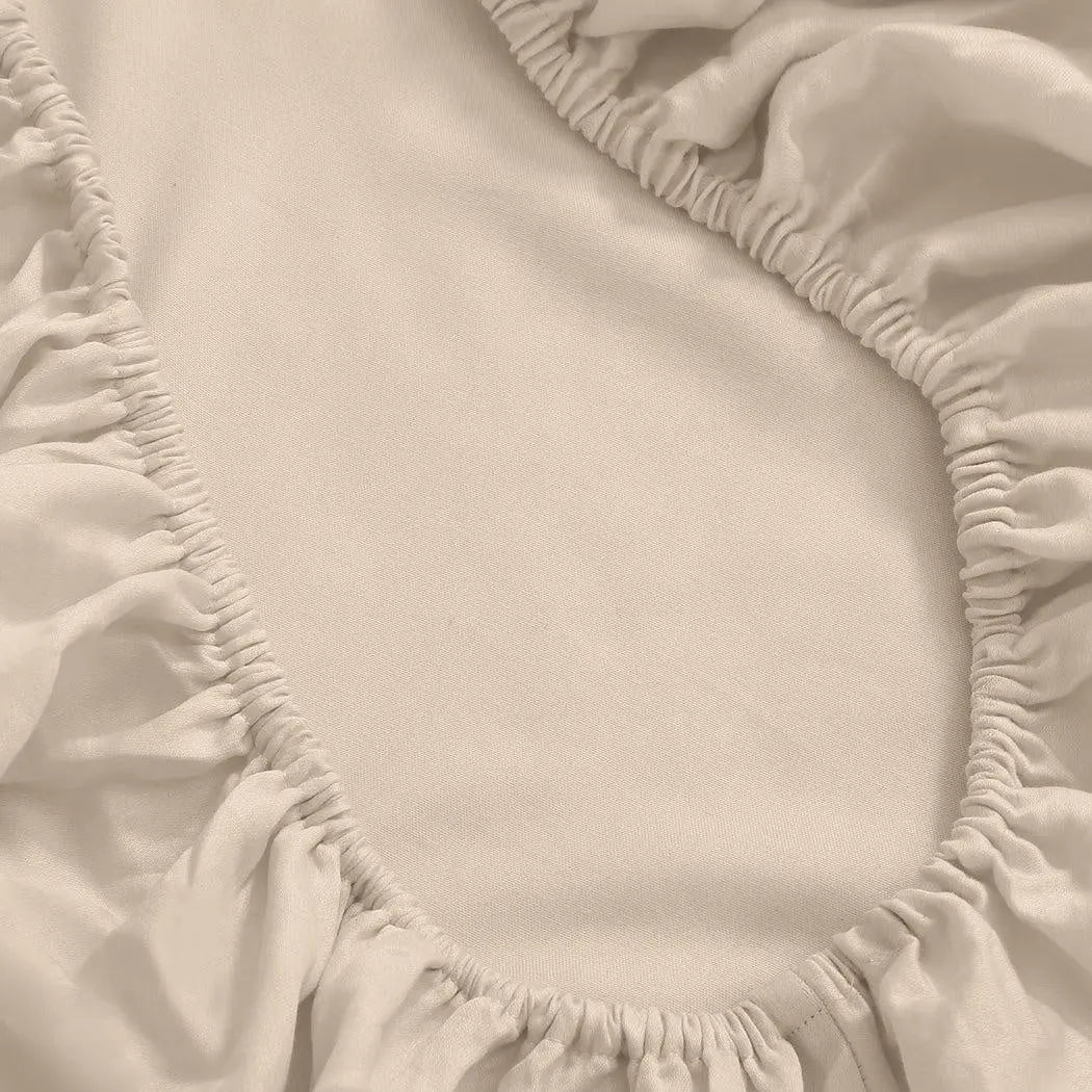 DreamZ 4 Pcs Natural Bamboo Cotton Bed Sheet Set in Size Double Ivory Deals499