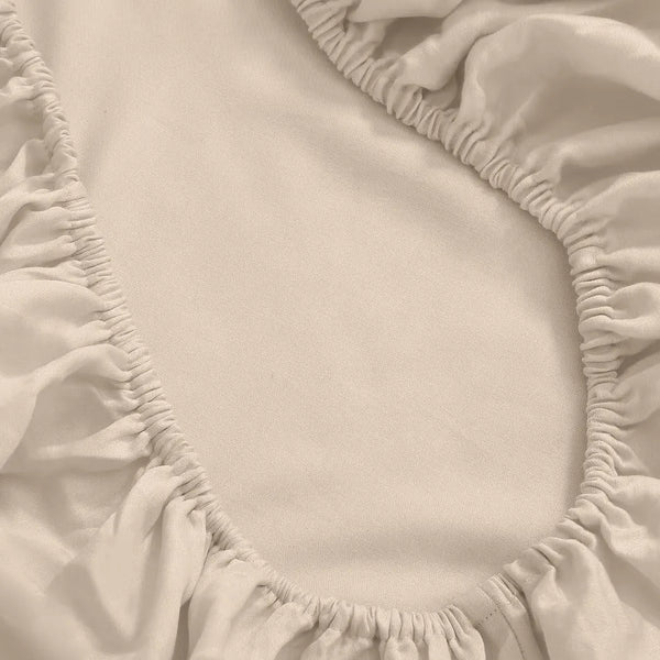 DreamZ 4 Pcs Natural Bamboo Cotton Bed Sheet Set in Size Double Ivory Deals499