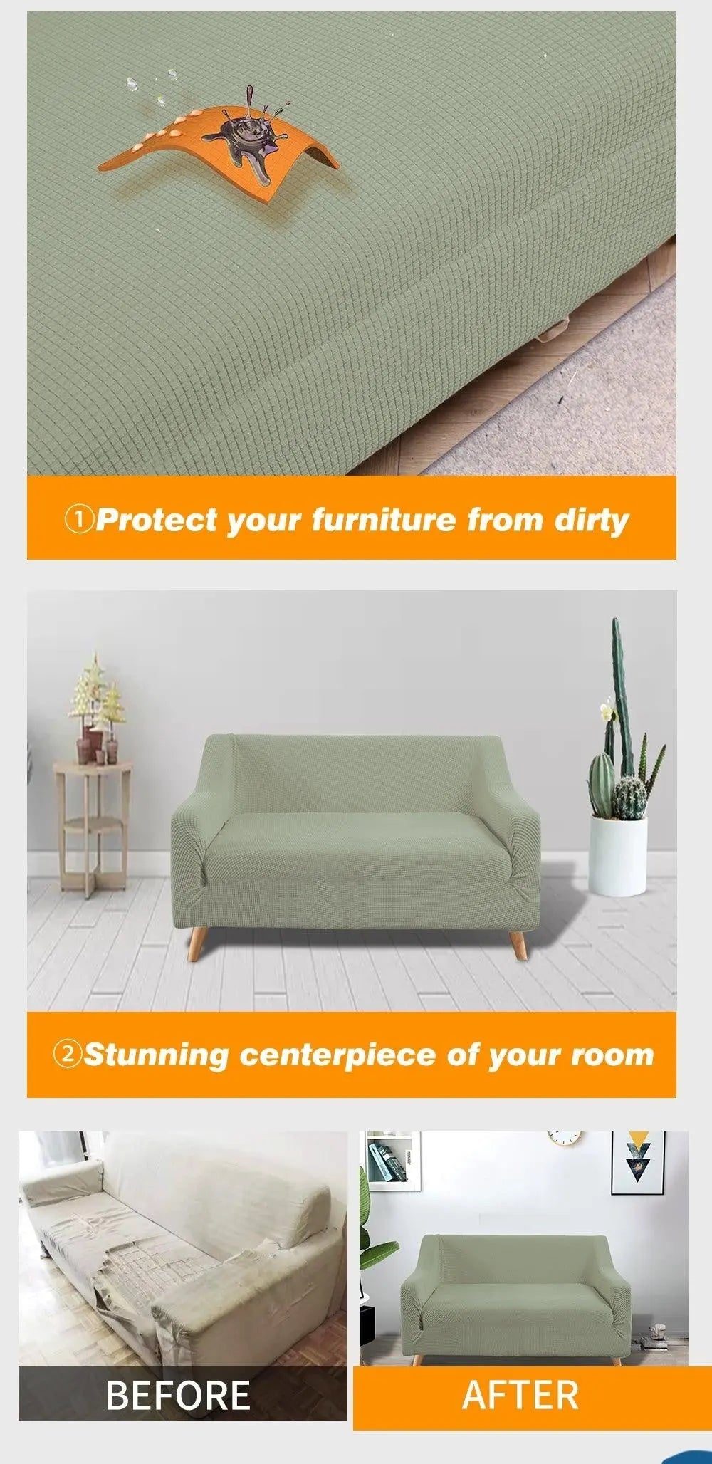 DreamZ Couch Stretch Sofa Lounge Cover Protector Slipcover 2 Seater Khaki Deals499