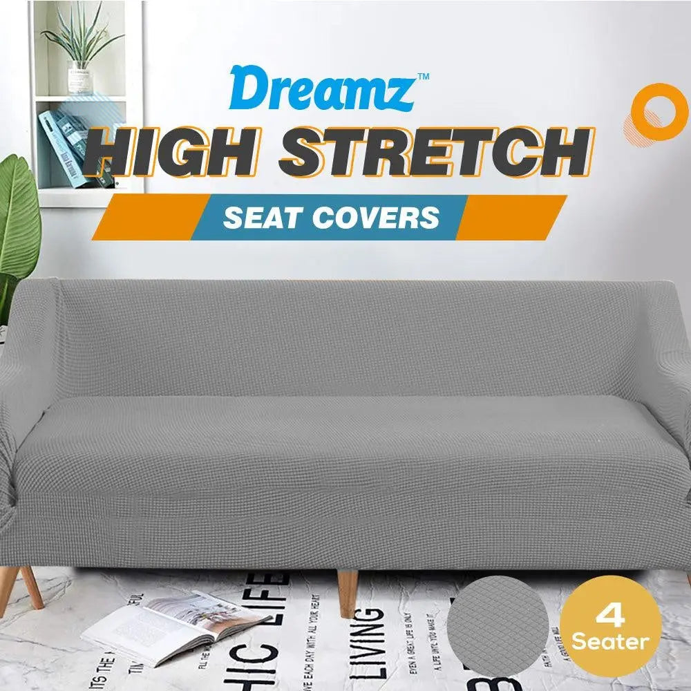 DreamZ Couch Stretch Sofa Lounge Cover Protector Slipcover 4 Seater Grey Deals499