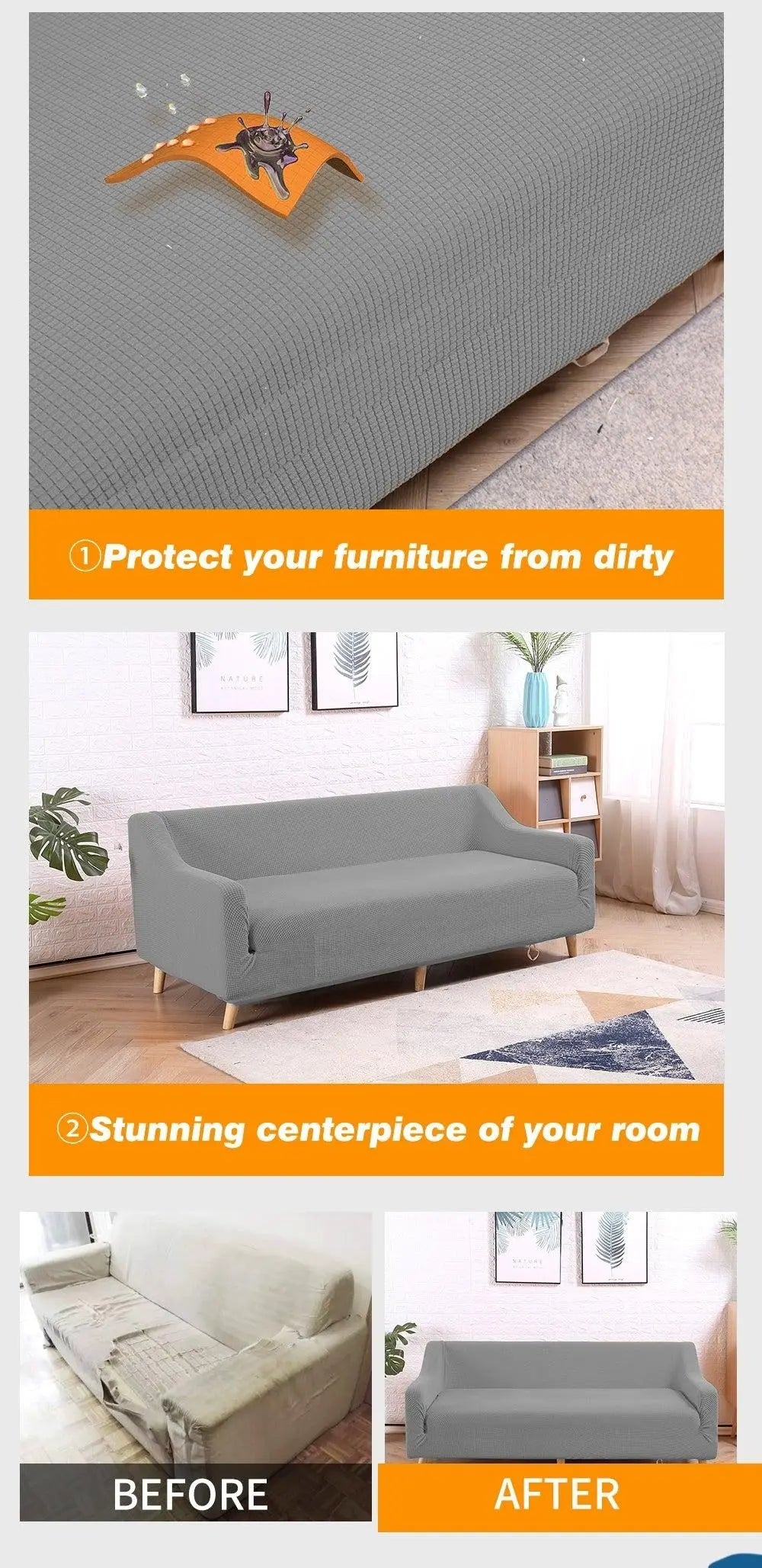 DreamZ Couch Stretch Sofa Lounge Cover Protector Slipcover 4 Seater Grey Deals499