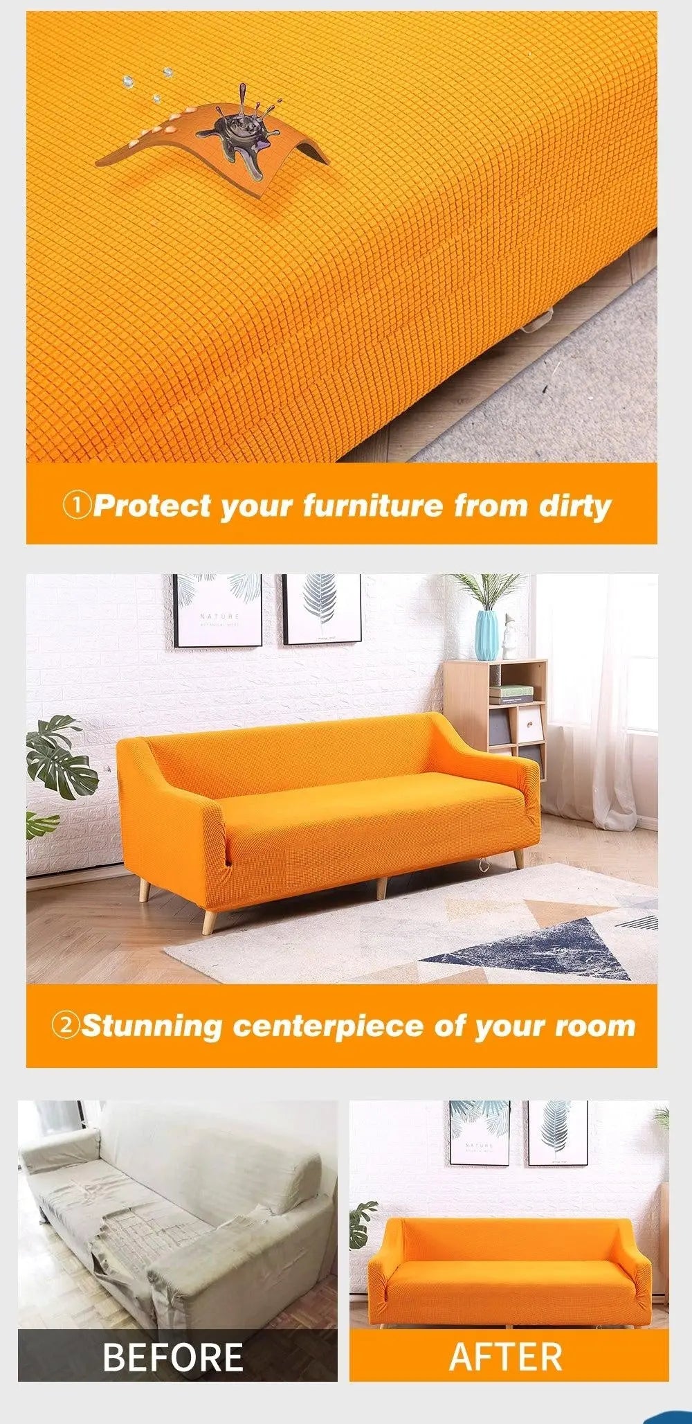 DreamZ Couch Stretch Sofa Lounge Cover Protector Slipcover 4 Seater Orange Deals499
