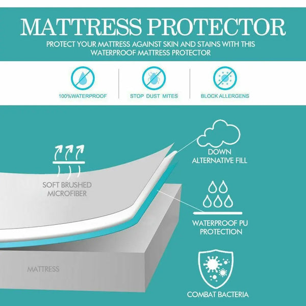 DreamZ Fitted Waterproof Bed Mattress Protectors Covers Double Deals499