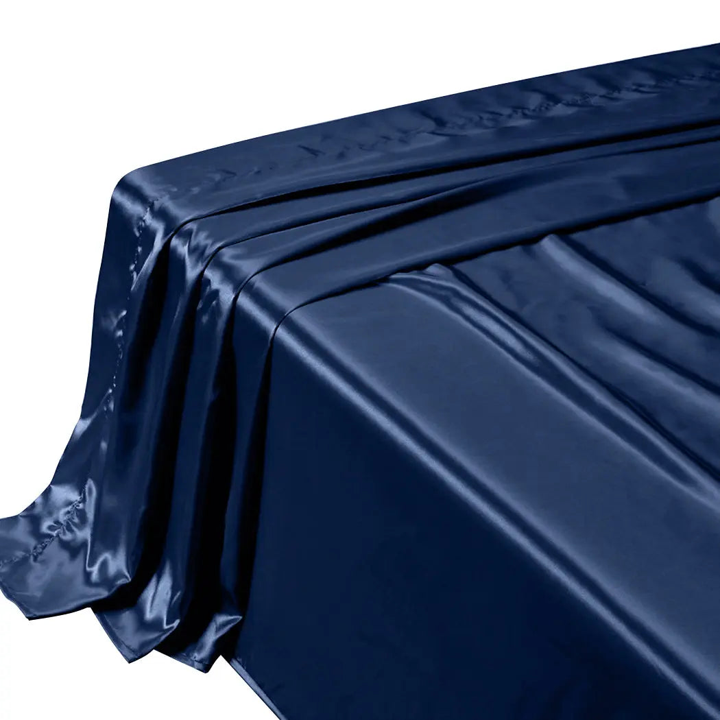 DreamZ Silk Satin Quilt Duvet Cover Set in King Size in Navy Colour Deals499