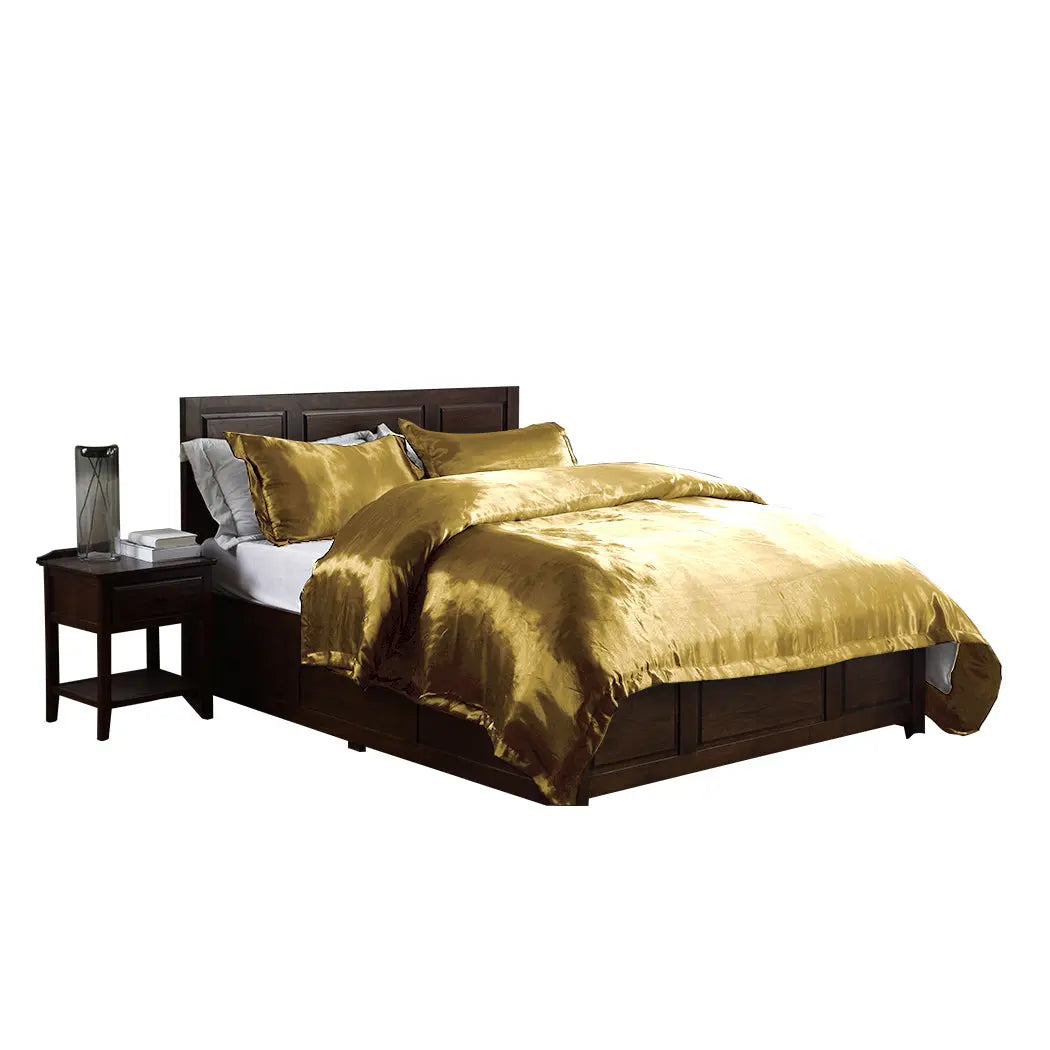 DreamZ Silk Satin Quilt Duvet Cover Set in Single Size in Champagne Colour Deals499