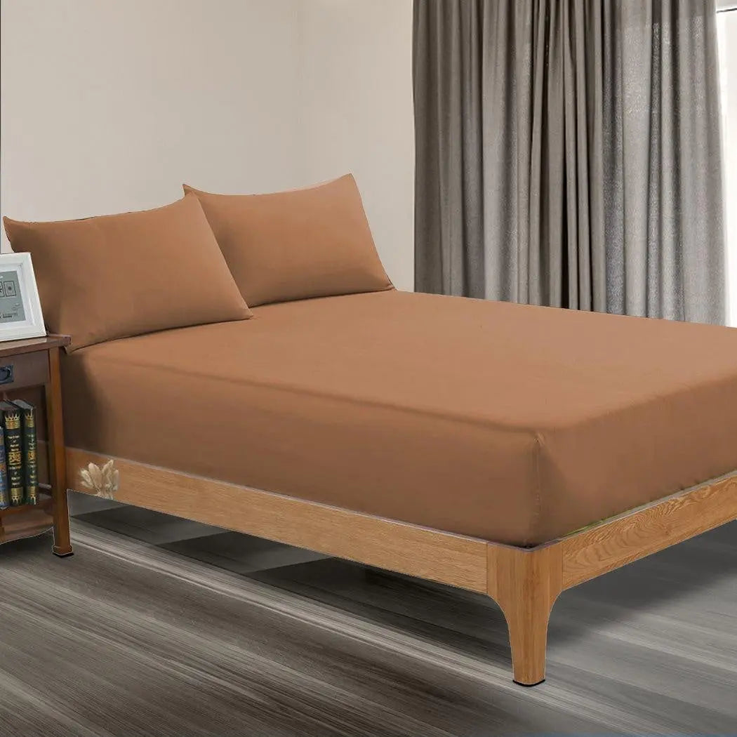 DreamZ Ultra Soft Fitted Bed Sheet with one Pillow Case King Single Chocolate Deals499