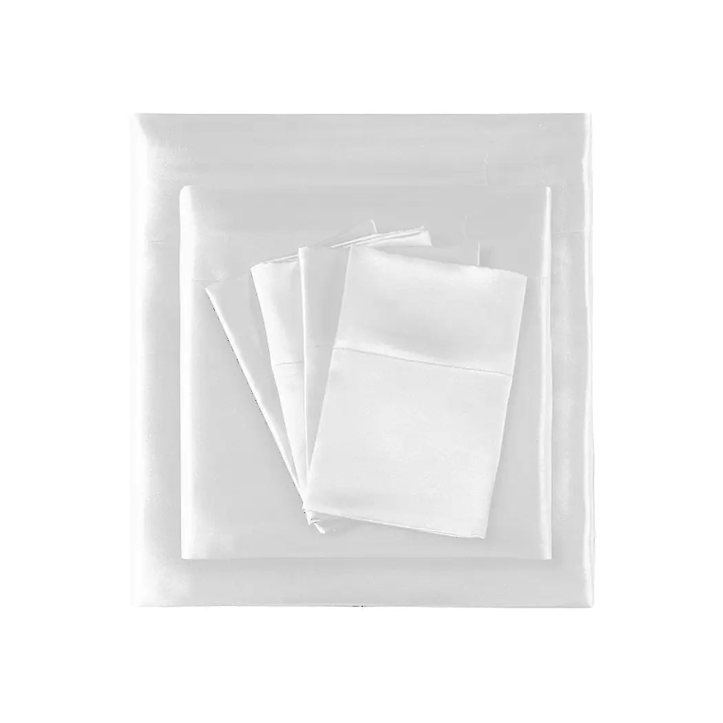 DreamZ Ultra Soft Silky Satin Bed Sheet Set in Queen Size in White Colour Deals499