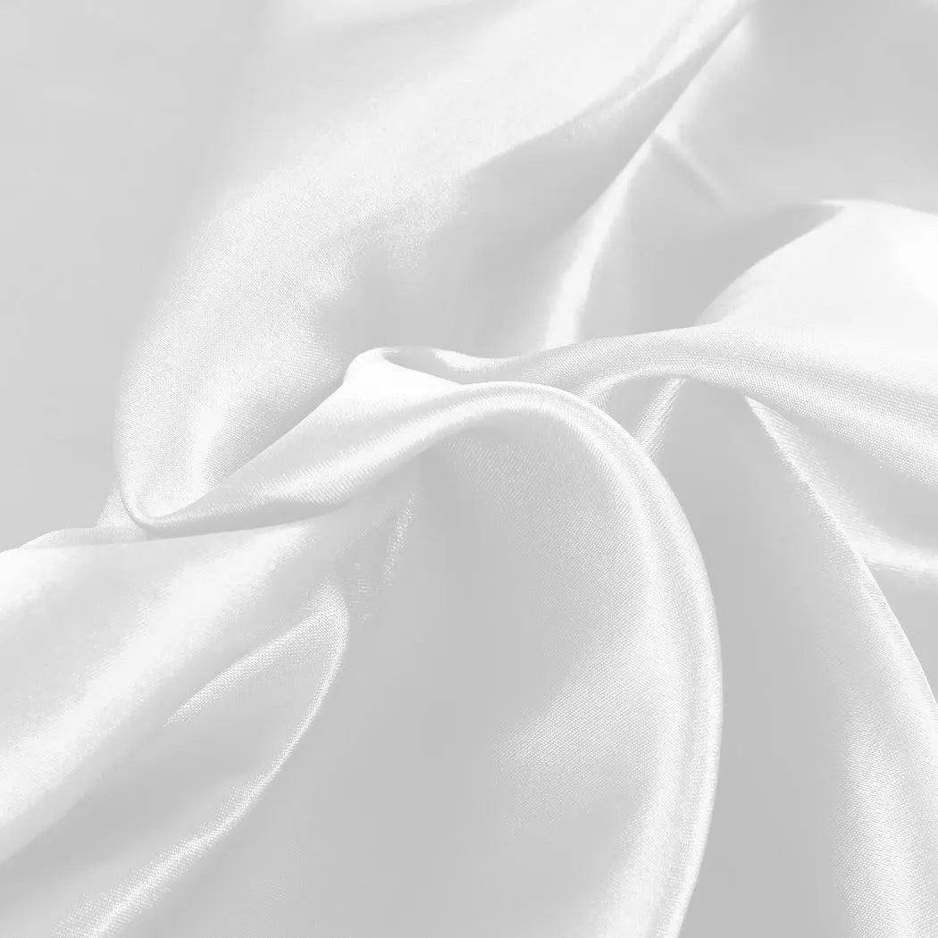 DreamZ Ultra Soft Silky Satin Bed Sheet Set in Queen Size in White Colour Deals499