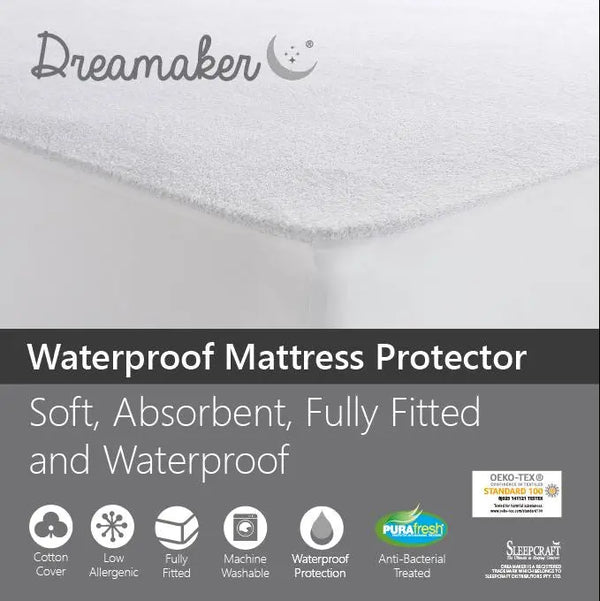Dreamaker Waterproof Fitted Mattress Protector Double Bed Deals499