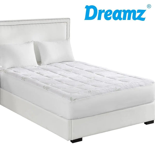 Dreamz Bamboo Pillowtop Mattress Topper Protector Waterproof Cover King Single Deals499