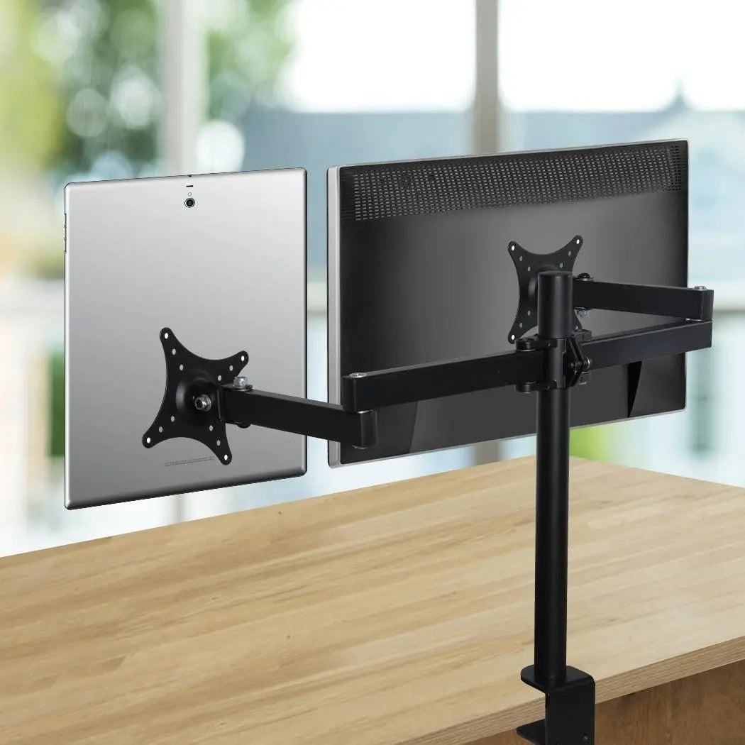 Dual HD LED Desk Mount Monitor Stand  2 Arm Display Bracket LCD Screen TV Holder Deals499