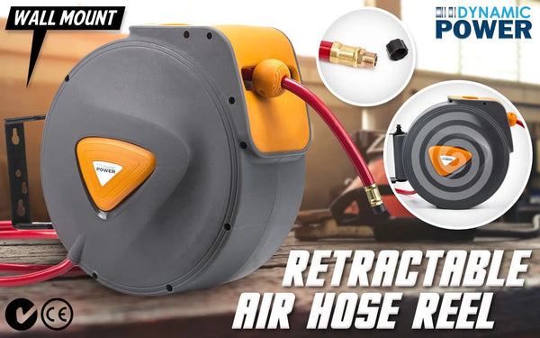 Dynamic Power Air Hose Retractable Reel Auto Rewind Heavy Duty Wall Mounted 20m Deals499