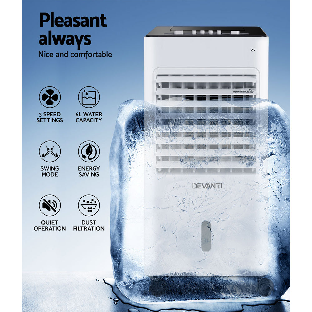 Devanti Evaporative Air Cooler Conditioner Portable 6L Cooling Fan Humidifier Deals499