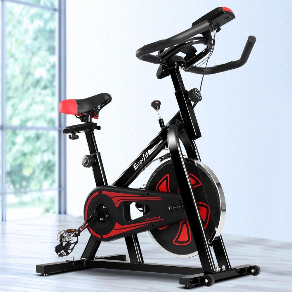 Everfit Spin Exercise Bike Cycling Fitness Commercial Home Workout Gym Equipment Black Deals499