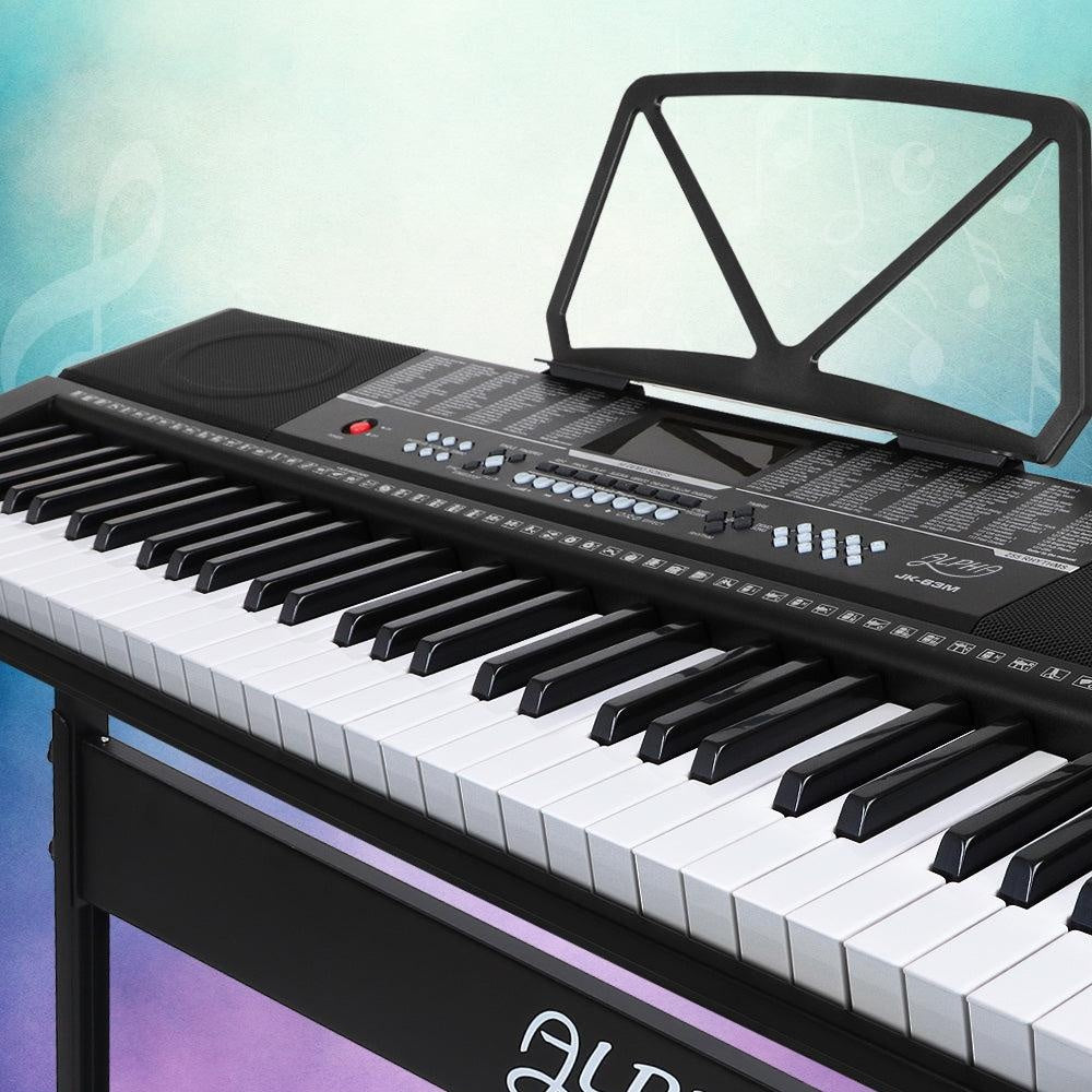 Alpha 61 Keys Electronic Piano Keyboard LED Electric w/Holder Music Stand USB Port Deals499