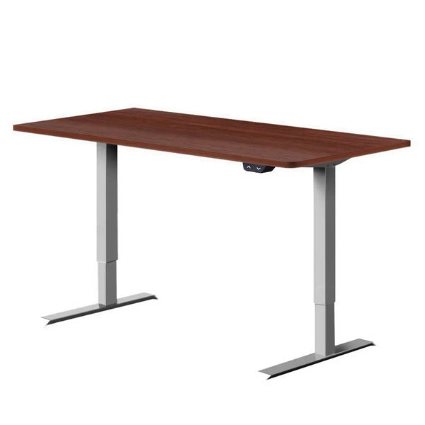 Electric Motorised Height Adjustable Standing Desk - White Frame with 140cm Walnut Top Deals499