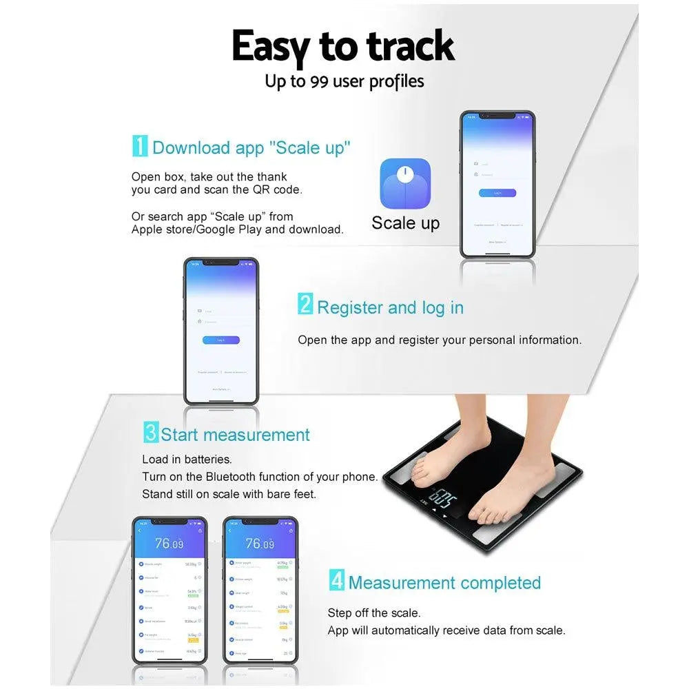 Electronic Digital Bathroom Scales Body Fat Scale Bluetooth Weight 180KG Deals499
