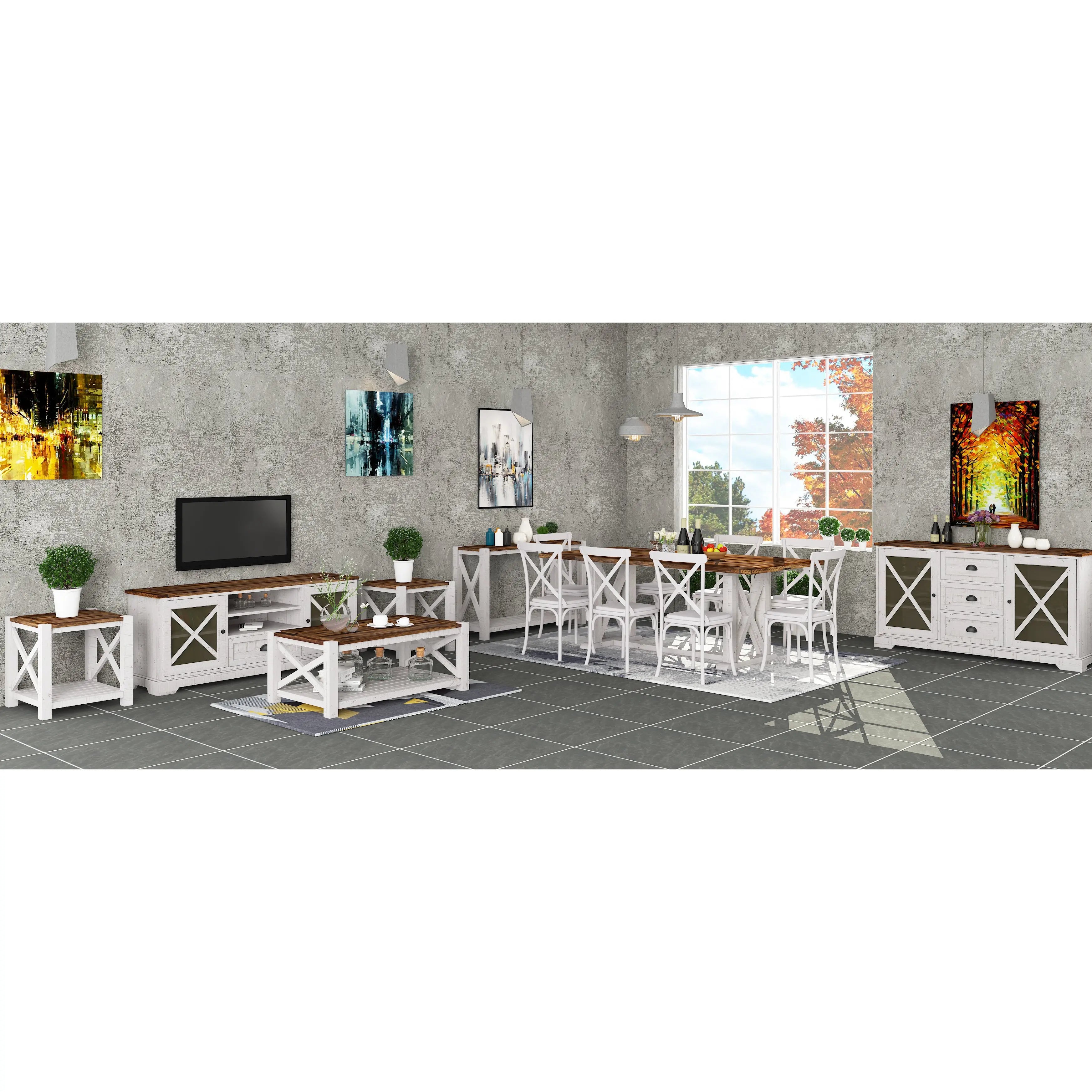 Erica ETU Entertainment TV Unit 160cm Solid Acacia Wood Hampton Brown White Deals499