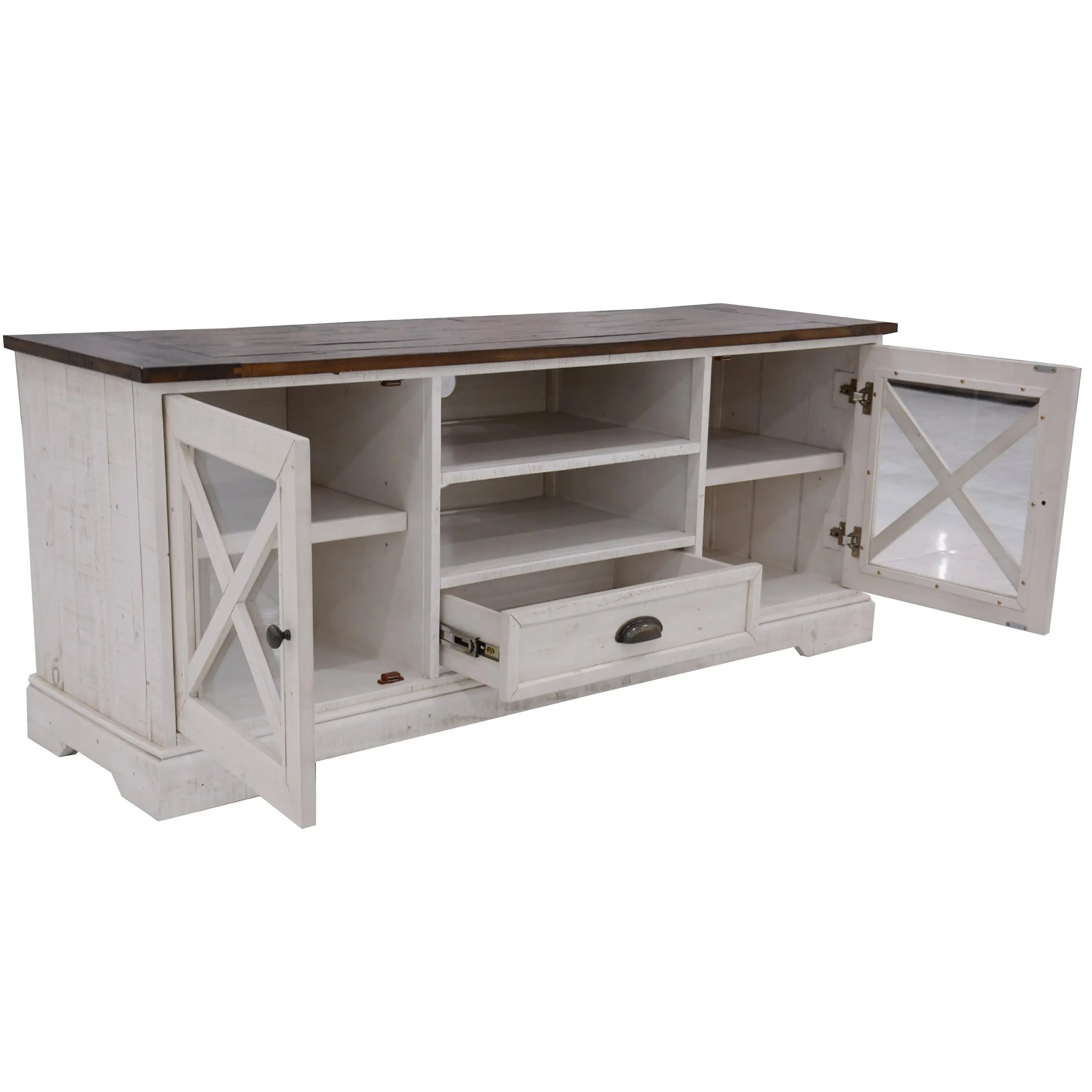Erica ETU Entertainment TV Unit 160cm Solid Acacia Wood Hampton Brown White Deals499