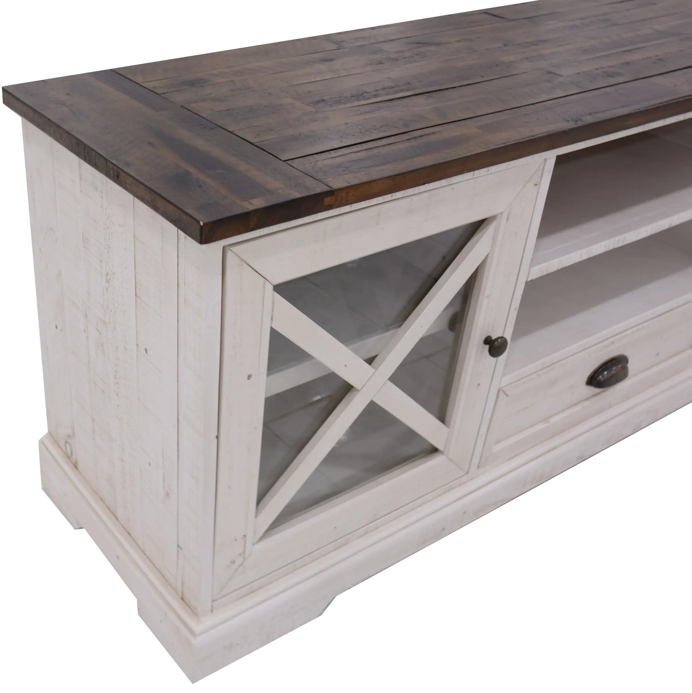 Erica ETU Entertainment TV Unit 160cm Solid Acacia Wood Hampton Brown White Deals499