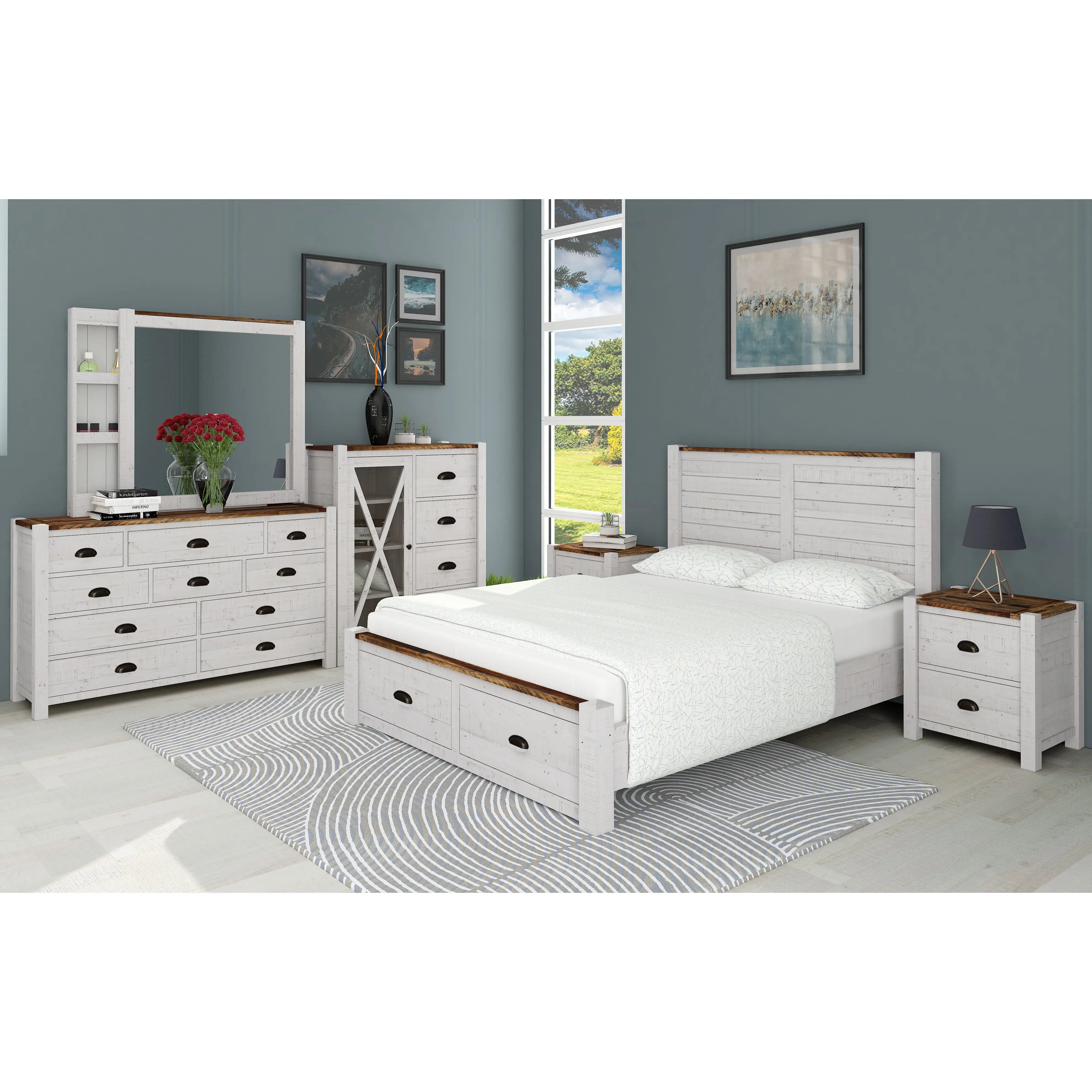 Erica Tallboy 7 Chest of Drawers Solid Acacia Timber Wood Cabinet Brown White Deals499