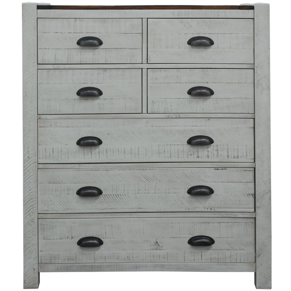 Erica Tallboy 7 Chest of Drawers Solid Acacia Timber Wood Cabinet Brown White Deals499