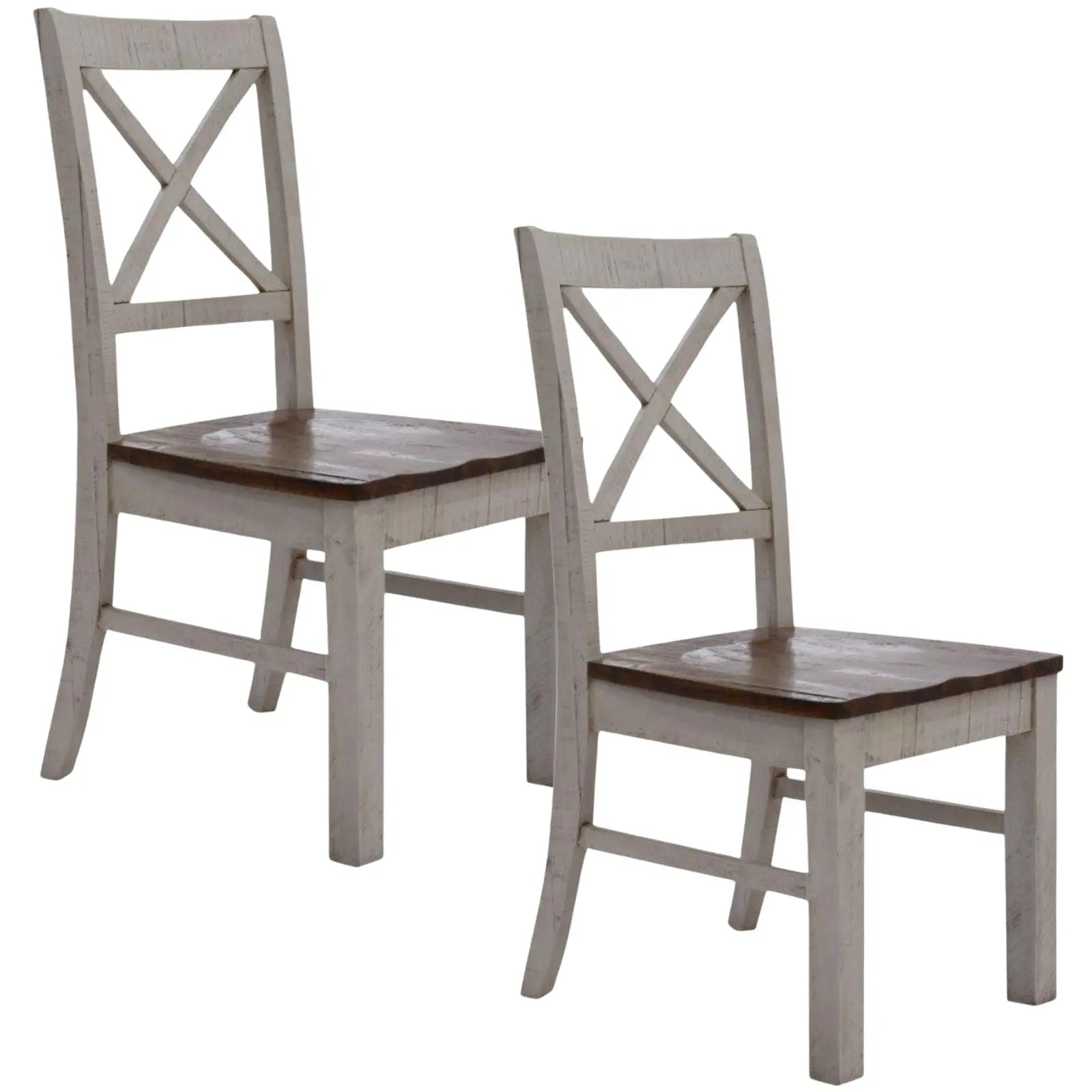 Erica X-Back Dining Chair Set of 2 Solid Acacia Timber Wood Hampton Brown White Deals499