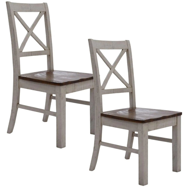 Erica X-Back Dining Chair Set of 2 Solid Acacia Timber Wood Hampton Brown White Deals499