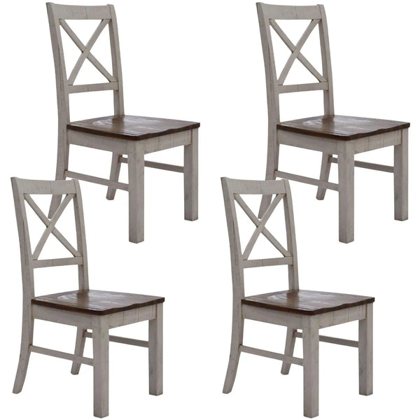 Erica X-Back Dining Chair Set of 4 Solid Acacia Timber Wood Hampton Brown White Deals499