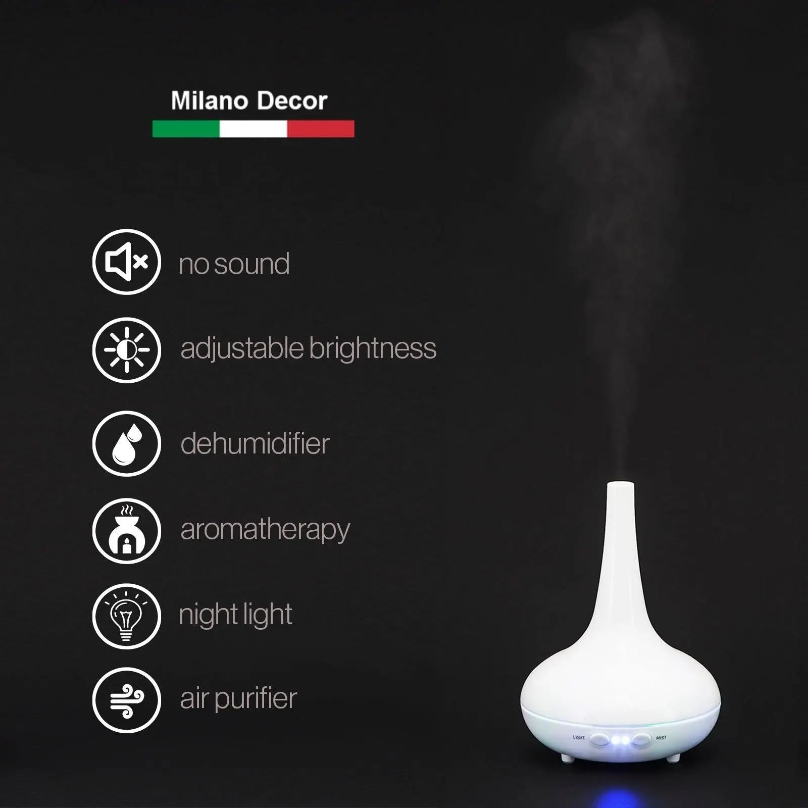 Essential Oil Diffuser Ultrasonic Humidifier Aromatherapy LED Light 200ML 3 Oils 15 x 15 x 20cm White Deals499