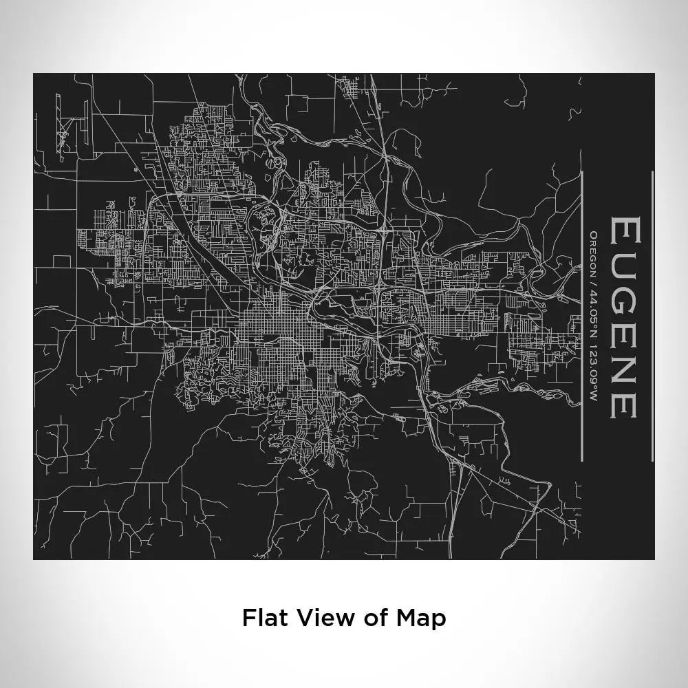 Eugene - Oregon Map Bottle with Bamboo Top in Matte Black Cyan Castor