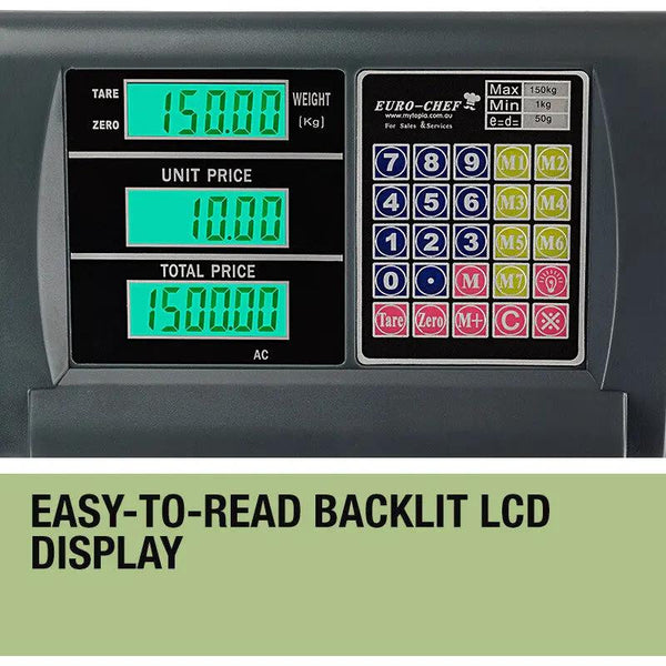 EuroChef Electronic Digital Platform Scale Shop Market Postal Scales Weight 150kg Deals499