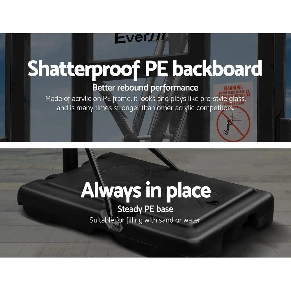 Everfit 3.05M Basketball Hoop Stand System Ring Portable Net Height Adjustable Black Deals499