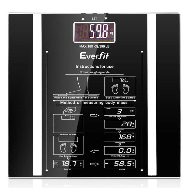 Everfit Bathroom Scales Digital Body Fat Scale 180KG Electronic Monitor Tracker Deals499