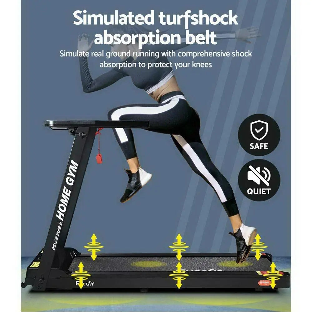 Everfit Electric Treadmill Home Gym Exercise Running Machine Fitness Equipment Compact Fully Foldable 420mm Belt Black Deals499