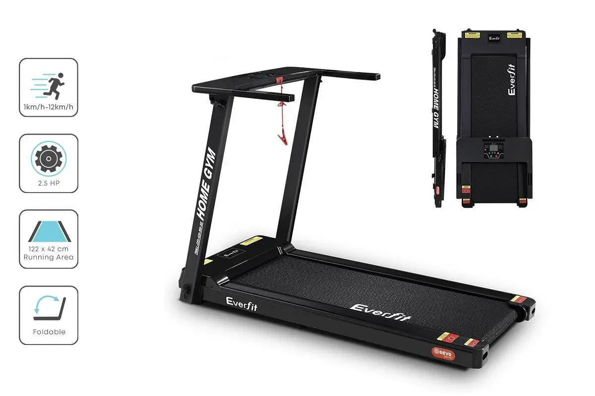 Everfit Electric Treadmill Home Gym Exercise Running Machine Fitness Equipment Compact Fully Foldable 420mm Belt Black Deals499