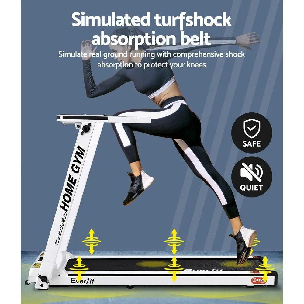 Everfit Electric Treadmill Home Gym Exercise Running Machine Fitness Equipment Compact Fully Foldable 420mm Belt White Deals499