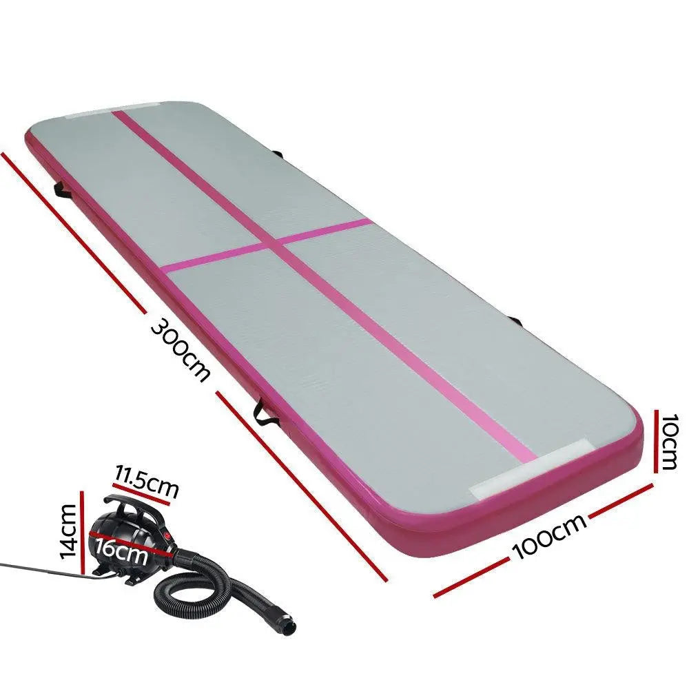 Everfit GoFun 3X1M Inflatable Air Track Mat with Pump Tumbling Gymnastics Pink Deals499