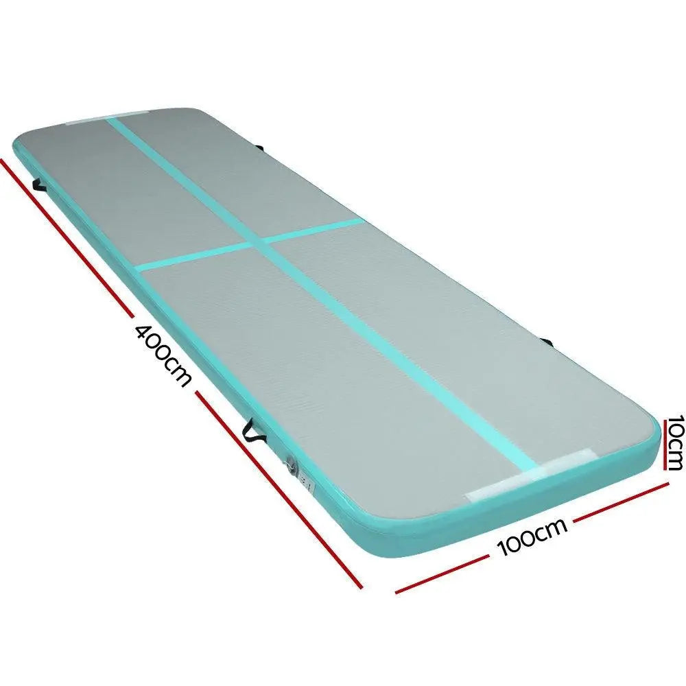 Everfit GoFun 4X1M Inflatable Air Track Mat Tumbling Floor Home Gymnastics Green Deals499