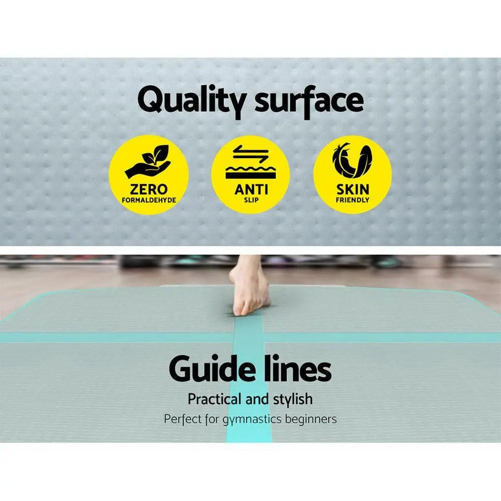 Everfit GoFun 4X1M Inflatable Air Track Mat Tumbling Floor Home Gymnastics Green Deals499