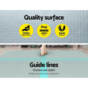 Everfit GoFun 4X1M Inflatable Air Track Mat Tumbling Floor Home Gymnastics Green Deals499
