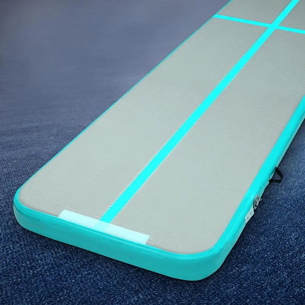 Everfit GoFun 4X1M Inflatable Air Track Mat Tumbling Floor Home Gymnastics Green Deals499